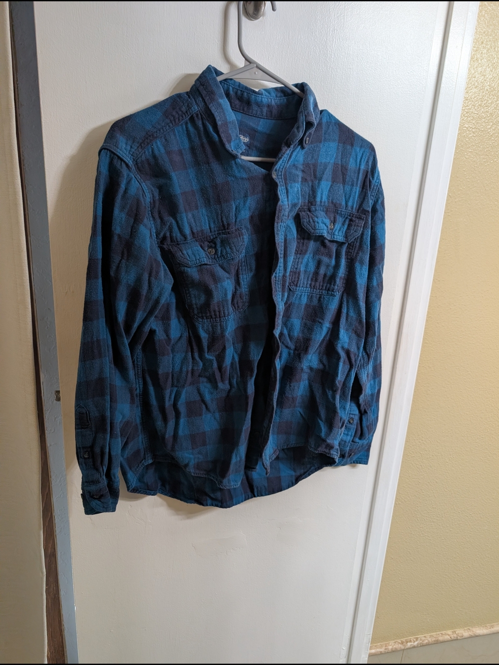 Faded Glory Blue and Black Plaid Shirt Jacket